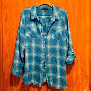 Relativity plaid cotton blouse 3X GUC